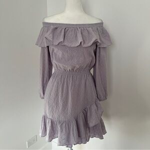 MICHAEL Michael Kors Womens Lavender Off The Shoulder Eyelet Dress Sz XS…